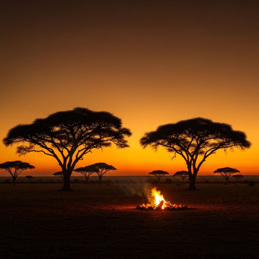 Serengeti savannah at sunset